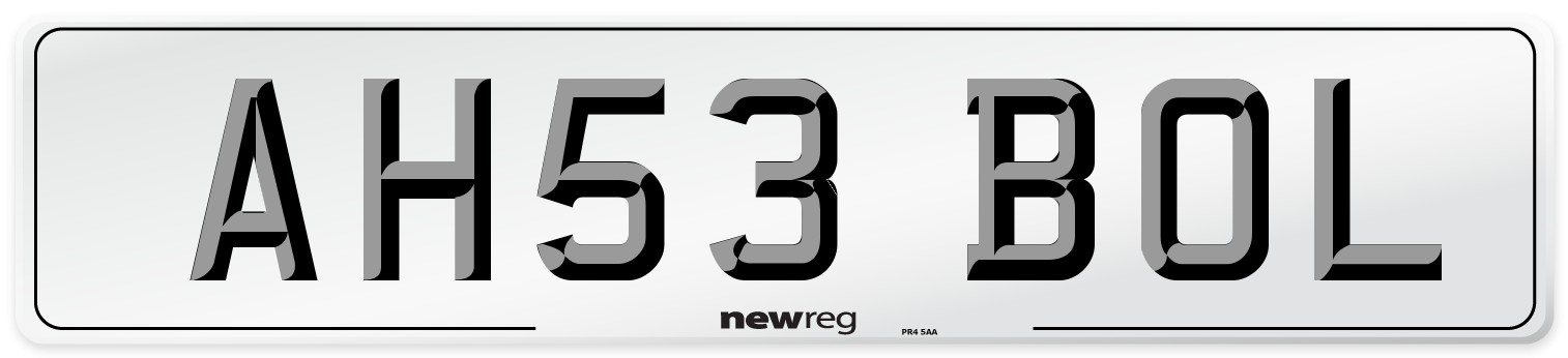 AH53 BOL Number Plate from New Reg
